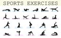 Silhouettes of men and women involved in athletics. Sports aerobics. Sports for health