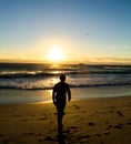 Silhouettes at miami beach sunrise Royalty Free Stock Photo