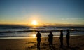 Silhouettes at miami beach sunrise Royalty Free Stock Photo