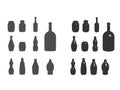 Silhouettes and models of bottles and cans. Vector illustration isolated on a white background. Royalty Free Stock Photo