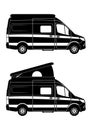 Silhouettes of modern camper van