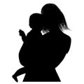 Silhouettes mother and baby shape Royalty Free Stock Photo