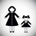 Silhouettes of Mother and daughter