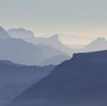 Silhouettes of Mount Wiriehore and other mountains in the Bernese Oberland. View from Mount Niesen direction southwest. Royalty Free Stock Photo