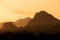 Silhouettes mountain in vang vieng, Laos.