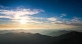 Silhouettes of mountains on background of dawn sky Royalty Free Stock Photo