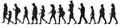 Silhouettes of moving people crowd, isolated. Set, vector illustration