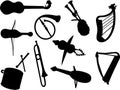 Silhouettes musical instrument vector