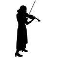 Silhouettes a musician violinist playing the violinon a white background