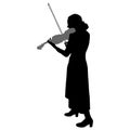 Silhouettes a musician violinist playing the violinon a white background