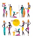 Silhouettes of native African people Royalty Free Stock Photo