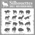 Silhouettes - North American animals. Royalty Free Stock Photo