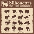 Silhouettes - North American animals. Royalty Free Stock Photo