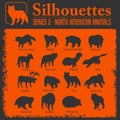 Silhouettes - North American animals. Royalty Free Stock Photo