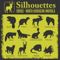 Silhouettes - North American animals. Royalty Free Stock Photo