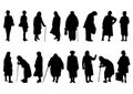 Silhouettes of older women in different movements