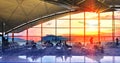 Silhouettes passenger airport. Airline travel concept