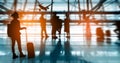 Silhouettes passenger airport. Airline travel concept Royalty Free Stock Photo