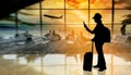 Silhouettes passenger airport terminal. Airline travel concept Royalty Free Stock Photo