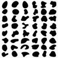 Silhouettes of pebbles, drops and stones. Random Blotch. Drop of Liquid, Fluid. Vector illustration,