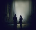 Silhouettes of people backlit in the great cathedral of Pisa. Royalty Free Stock Photo