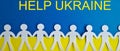 Silhouettes of people cut out of paper hold hands Ukrainian flag Royalty Free Stock Photo