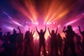 Silhouettes of people dancing joyously in front Royalty Free Stock Photo