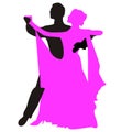 Silhouettes of people dancing the waltz