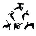 Silhouettes. Parkour Royalty Free Stock Photo