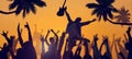 Silhouettes of People Enjoying a Concert on the Beach Royalty Free Stock Photo