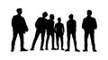 Silhouettes of people, friends goal, friend poses, group of friends stand up together silhouette design.