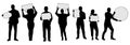 Silhouettes of People holding speech bubble signs. Royalty Free Stock Photo