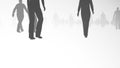 Silhouettes people leaving fog refugee concept 3d