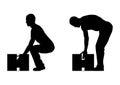Silhouettes of people lifting weights. Royalty Free Stock Photo