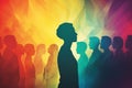Silhouettes of people on a multi-colored background Royalty Free Stock Photo