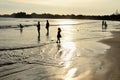 People enjoying sunset on the beach