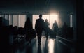 Silhouettes of people in the office, business team. AI generative Royalty Free Stock Photo