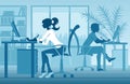 Silhouettes of people in office