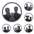 Silhouettes of people, parents and children, in the framework