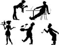 Silhouettes of people the restaurant business Royalty Free Stock Photo