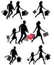 Silhouettes of people shoping