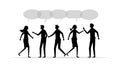Silhouettes of people with speech bubbles. Comment concept. Meeting to propose suggestions
