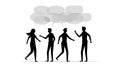 Silhouettes of people with speech bubbles. Comment concept. Meeting to propose suggestions. vector