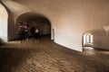 Silhouettes of people in spiral wide corridor in Round Tower or Rundetaarn in Copenhagen, Denmark Royalty Free Stock Photo