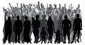 Silhouettes of people standing in full growth, crowd. Vector