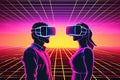 Silhouettes of people in virtual reality glasses. Generative ai Royalty Free Stock Photo