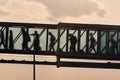 Silhouettes of people walking at busy airport Royalty Free Stock Photo