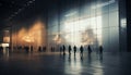 Silhouettes of people walking in the corridor of modern office building Royalty Free Stock Photo