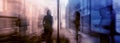Silhouettes of people walking in the street near skyscrapers and modern office buildings. Multiple exposure blurred image. Royalty Free Stock Photo