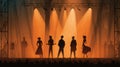 Silhouettes of Performers on Stage Under Dramatic Lighting in Forest Royalty Free Stock Photo